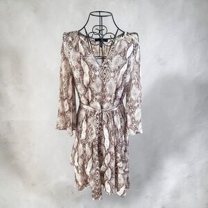 White House Black Market NWT Python Scales Studded Ruffle Dress XXS, Retail $170